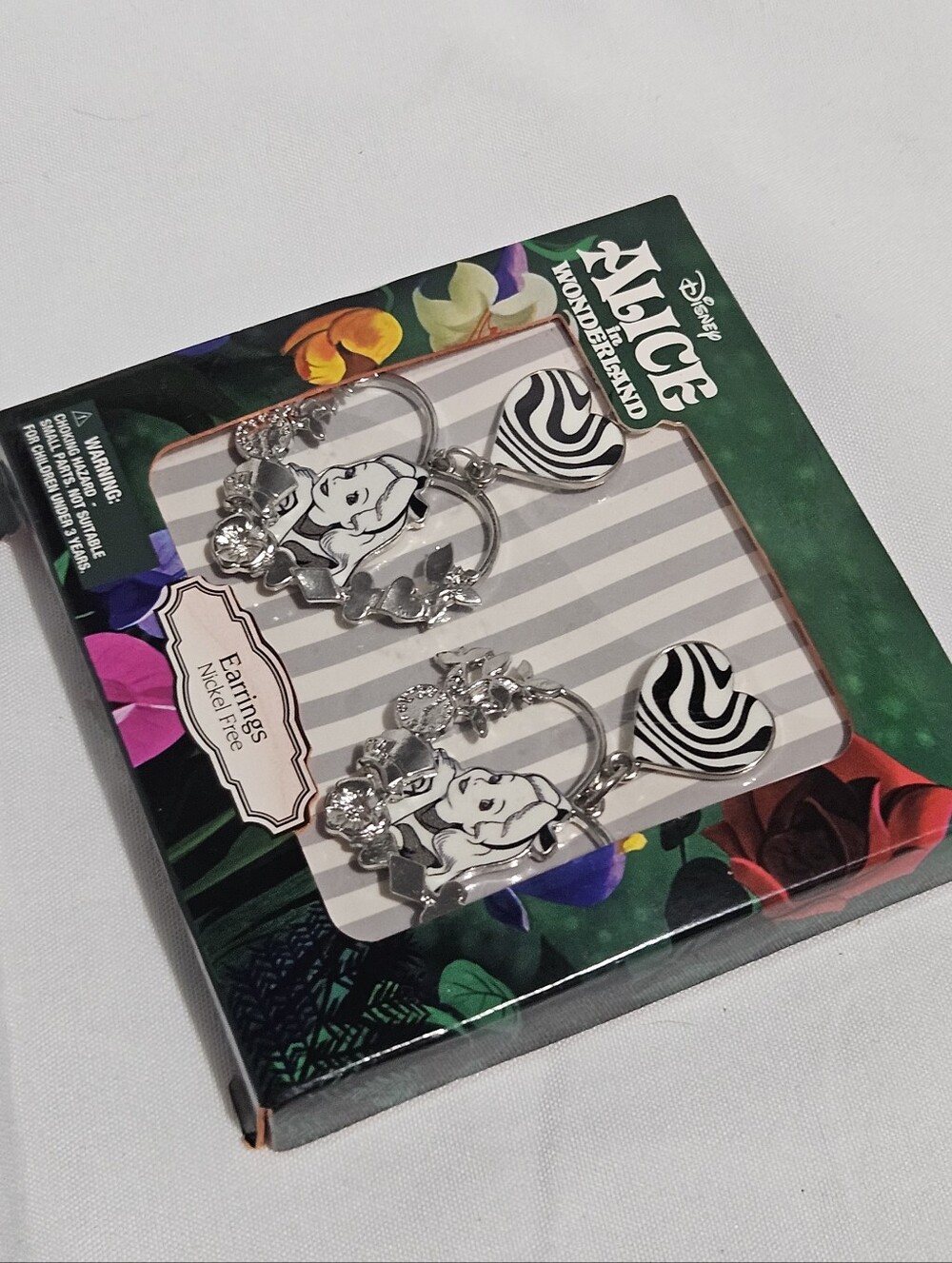 Disney Alice in Wonderland Dangle Earrings LUV HER Nickel Free New in Box